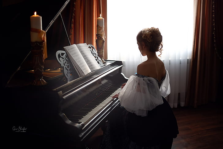 HD wallpaper: girl, notes, back, candles, piano, Anna Shuvalova | Wallpaper  Flare