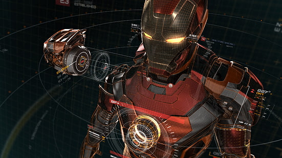 Iron Man wallpaper, artwork, comic books, superhero, illuminated HD wallpaper