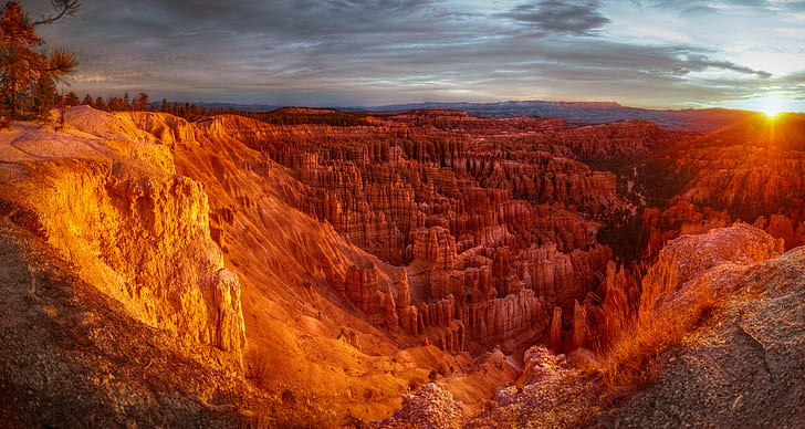 fisheye photography of canyon, bryce canyon, bryce canyon, Sunrise, HD wallpaper