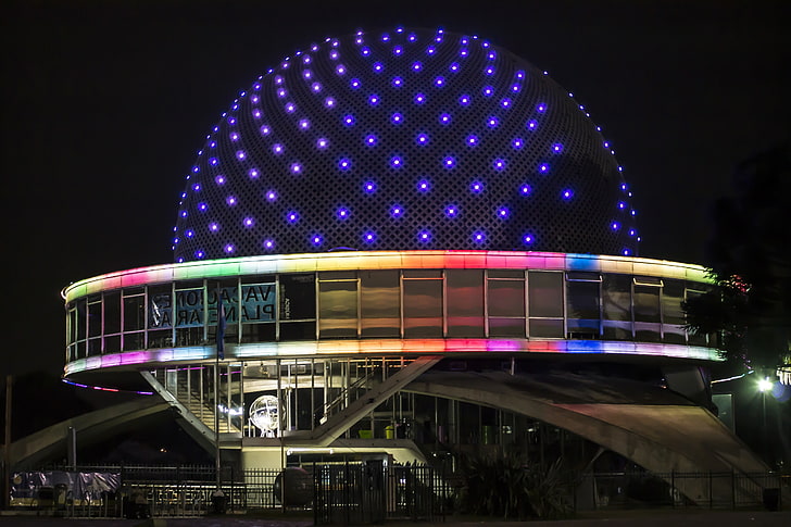 Buenos Aires, Planetarium, night, built structure, illuminated, HD wallpaper