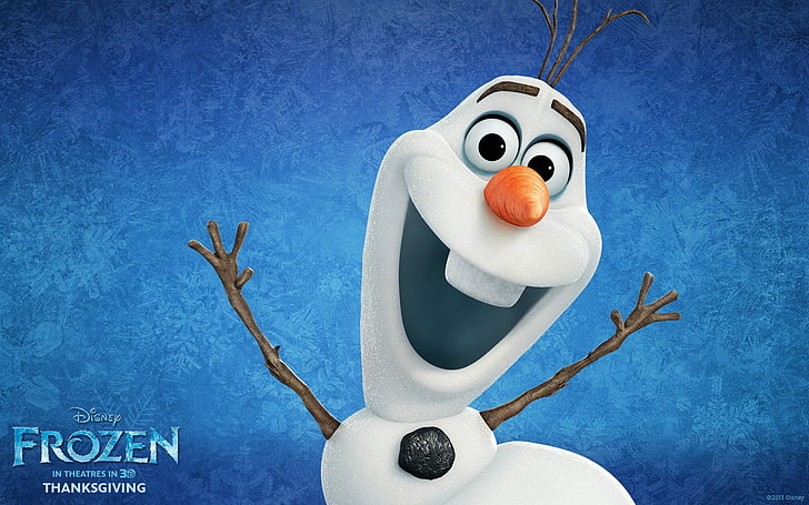 Disney Frozen Olaf poster, snowman, animal, cute, smiling, cartoon, HD wallpaper