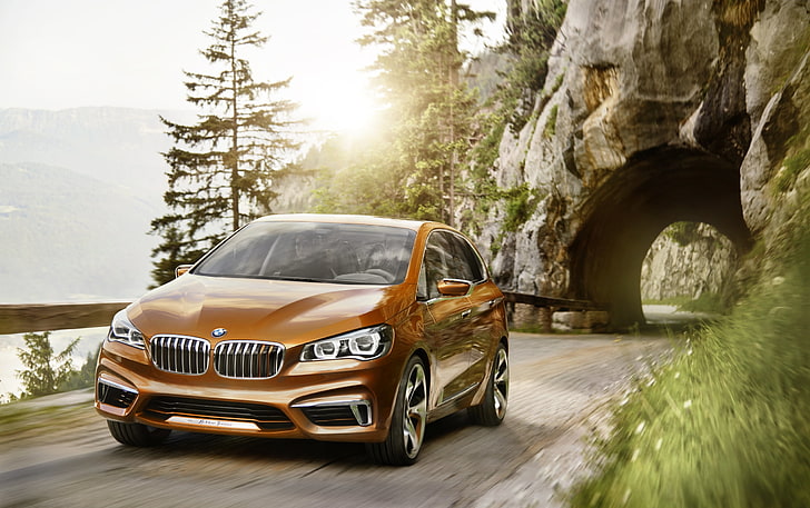 BMW Concept Active Tourer Outdoor 20, brown SUV, Cars, 2013, mode of transportation, HD wallpaper
