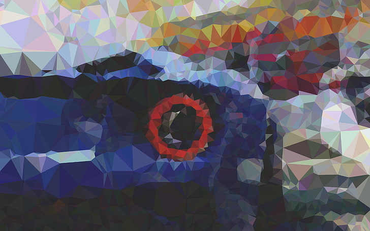 multicolored polygon illustration, car, supercars, contrast, triangle