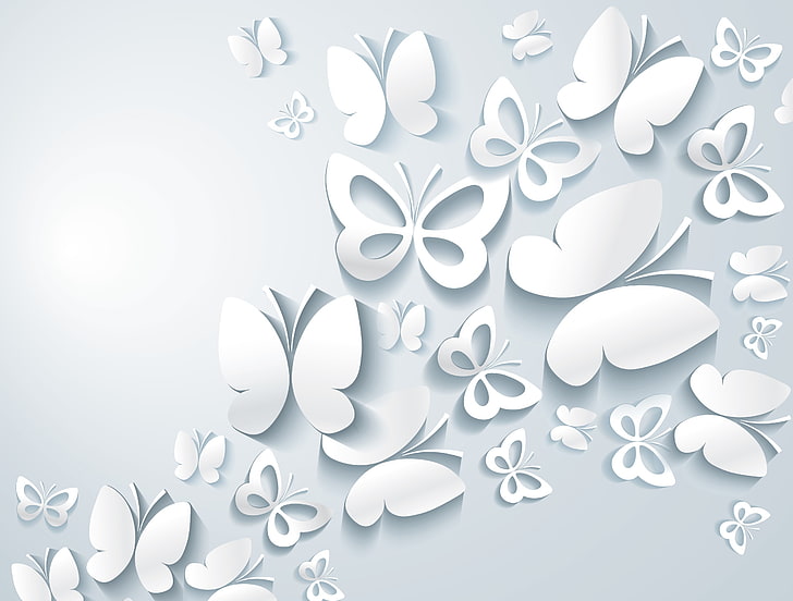 HD wallpaper: white butterflies illustration, butterfly, background, paper  | Wallpaper Flare