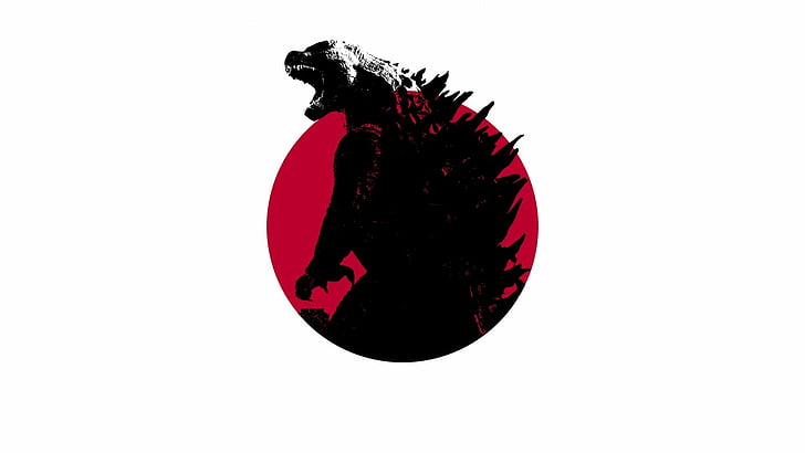 Godzilla, Godzilla (2014), white background, studio shot, red, HD wallpaper