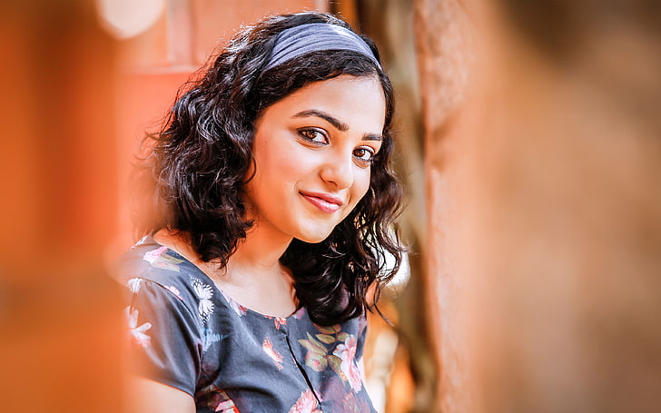 Nithya Menen 5K 2016, smiling, one person, portrait, young adult, HD wallpaper