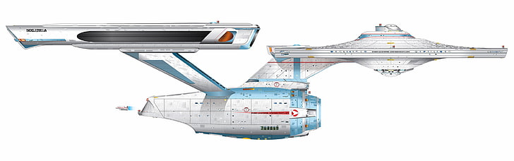 white and blue spaceship illustration, Star Trek, USS Enterprise (spaceship), HD wallpaper