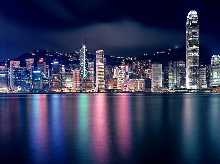 Hong Kong Skyscrapers, high rise buildings digital wallpaper