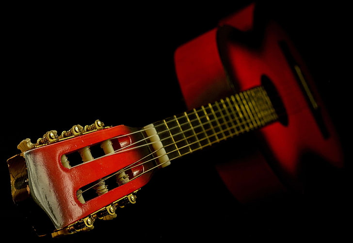 classic, classical guitar, close up, dark, dreadnought, fretboard, HD wallpaper