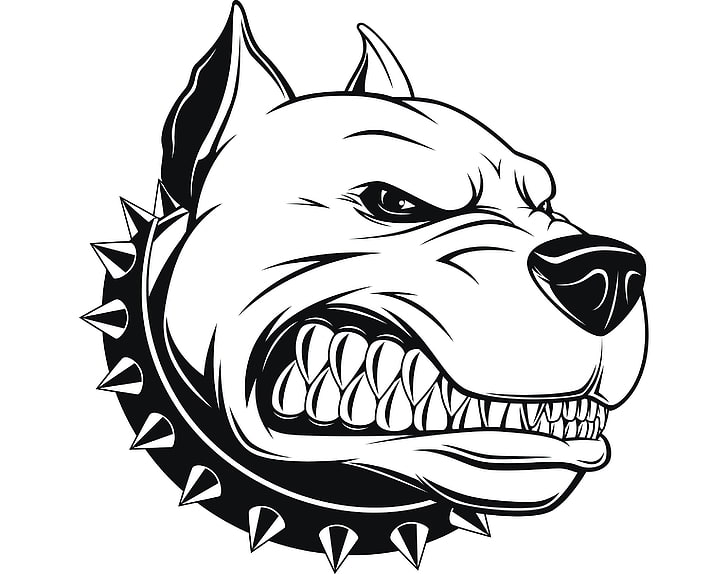 Bulldog illustration, art, Pitbull, avatar, Pit bull, angry dog