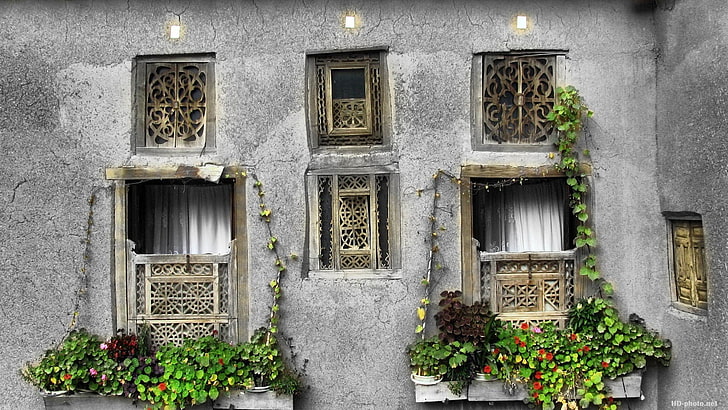 gray concrete house, Iran, window, architecture, built structure