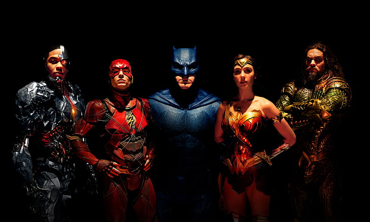 DC Justice League poster, Cyborg, The Flash, Batman, Wonder Woman, HD wallpaper