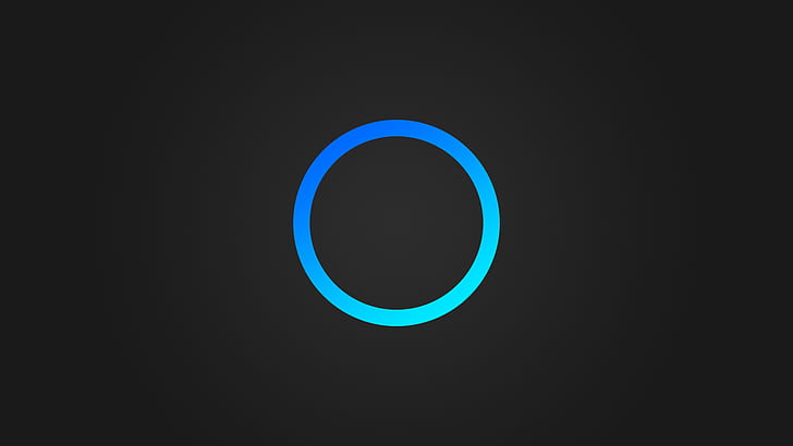 blue, gray background, circle, simple, Cortana, HD wallpaper