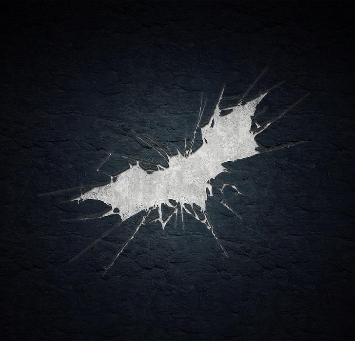 Batman logo, texture, metal, dark, cracked, broken, damaged, destruction, HD wallpaper