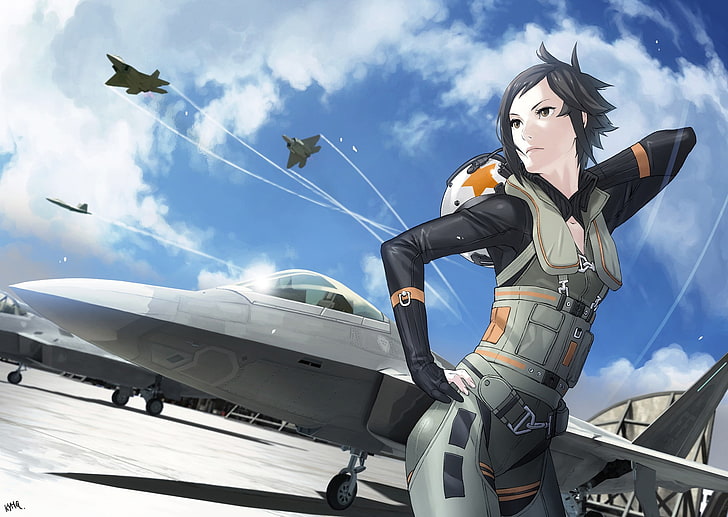 HD wallpaper: anime, anime girls, F-22 Raptor, short hair, jet fighter, Ace  Combat | Wallpaper Flare