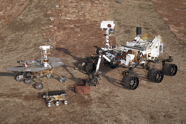 several NASA equipments, Curiosity, Mars Pathfinder, Rovers, Spirit and Opportunity