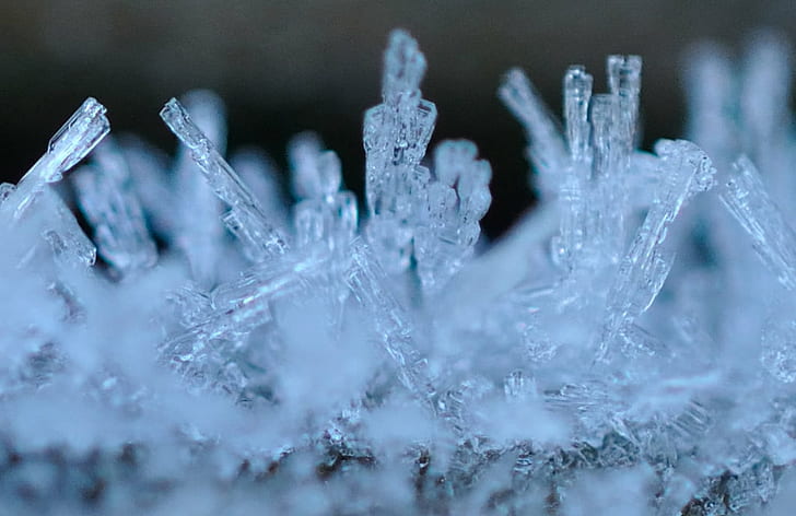 macro photography of frozen water, Frost, crystals, Nikon  D5000, HD wallpaper
