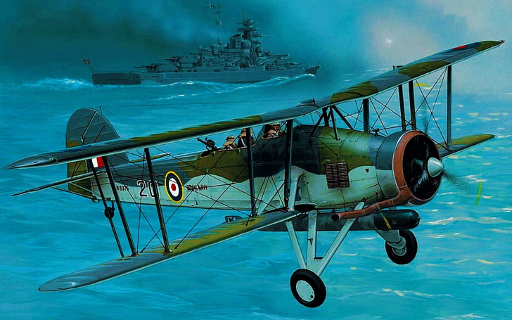 biplane, World War II, airplane, aircraft, torpedo, military, HD wallpaper