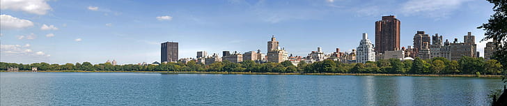 New York City, triple screen, wide angle, cityscape, Manhattan