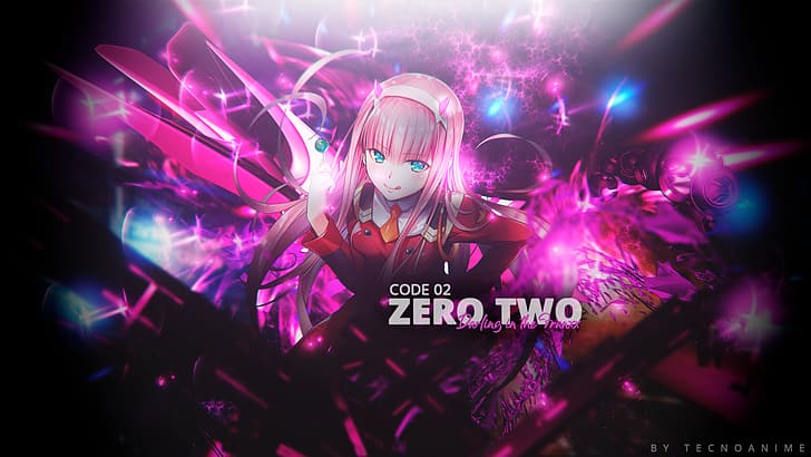 Zero Two (Darling in the FranXX), signatures, anime girls, pink hair