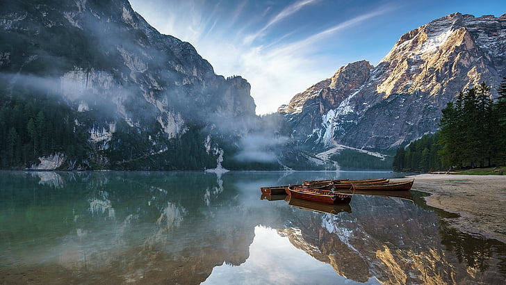 italy, lago di braies, south tyrol, lake braies, landscape, HD wallpaper