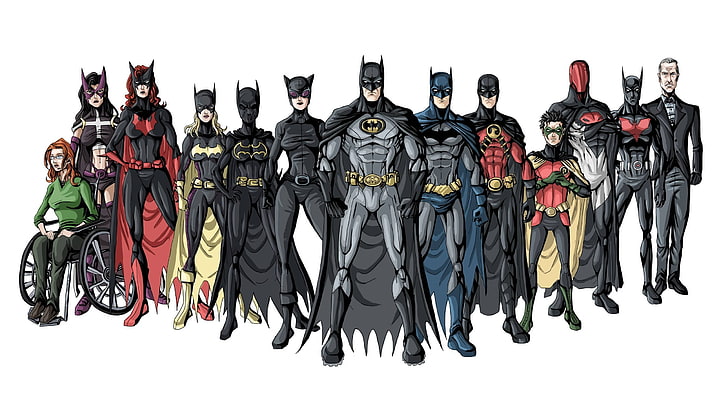 Batman, Batgirl, Batwoman, Catwoman, Robin (character), Alfred