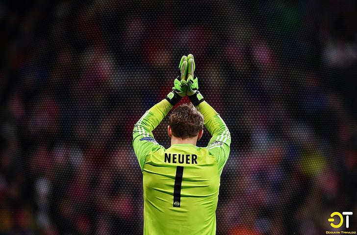 Manuel Neuer, soccer, men, arms up