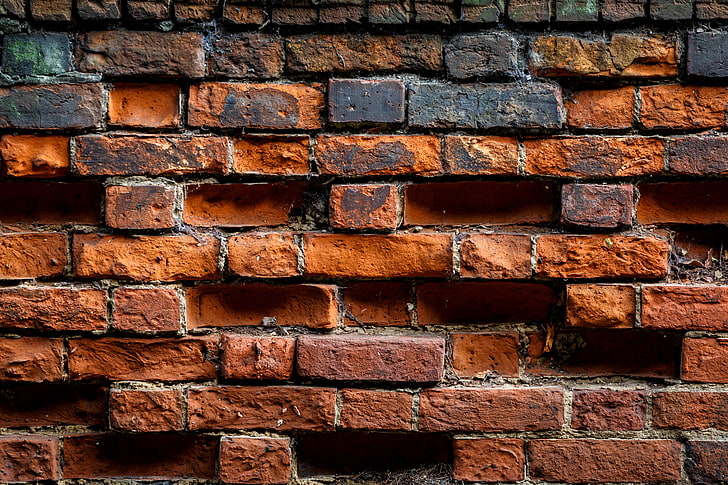 orange brick wall, background, color, bricks, backgrounds, wall - Building Feature, HD wallpaper