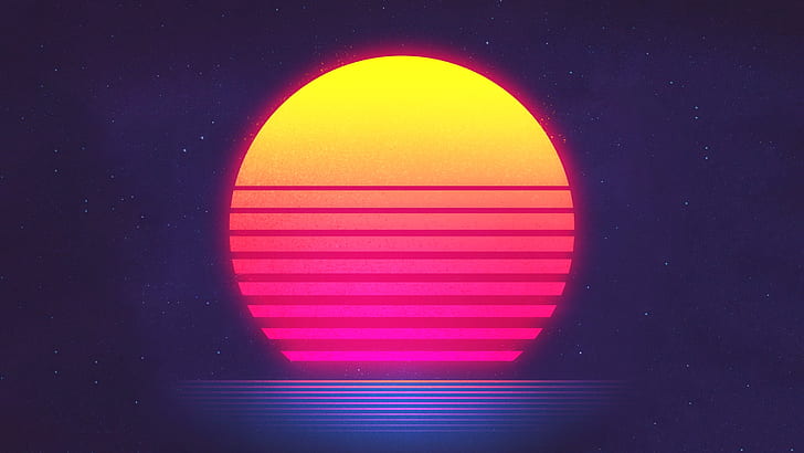 Retrowave, Sunset, Synthwave, HD wallpaper