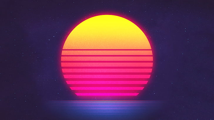 Sunset, Retrowave, Synthwave, HD