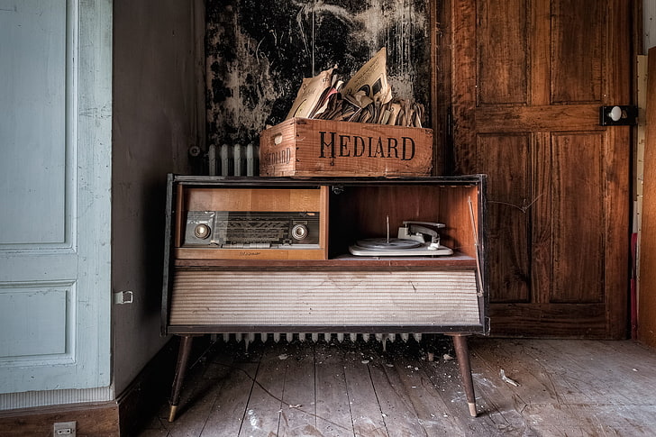 vintage brown transistor radio, player, record, radio player, HD wallpaper