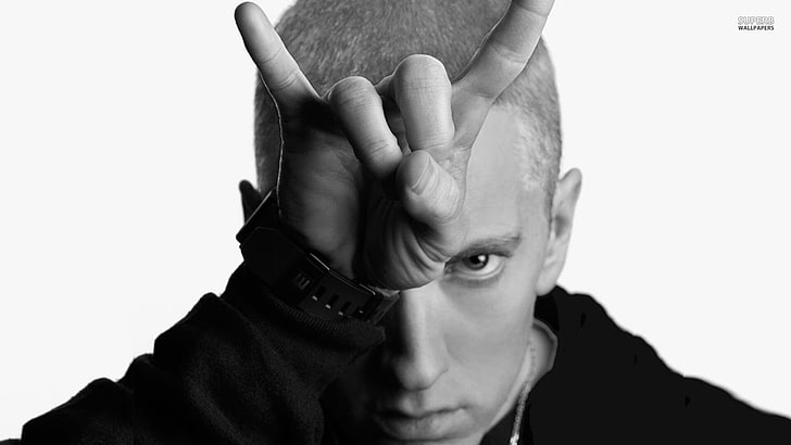 men's black full-zip jacket, Eminem, rap, music, portrait, one person, HD wallpaper