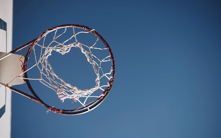 basketball, hoop, blue, simple, basketball - sport, low angle view