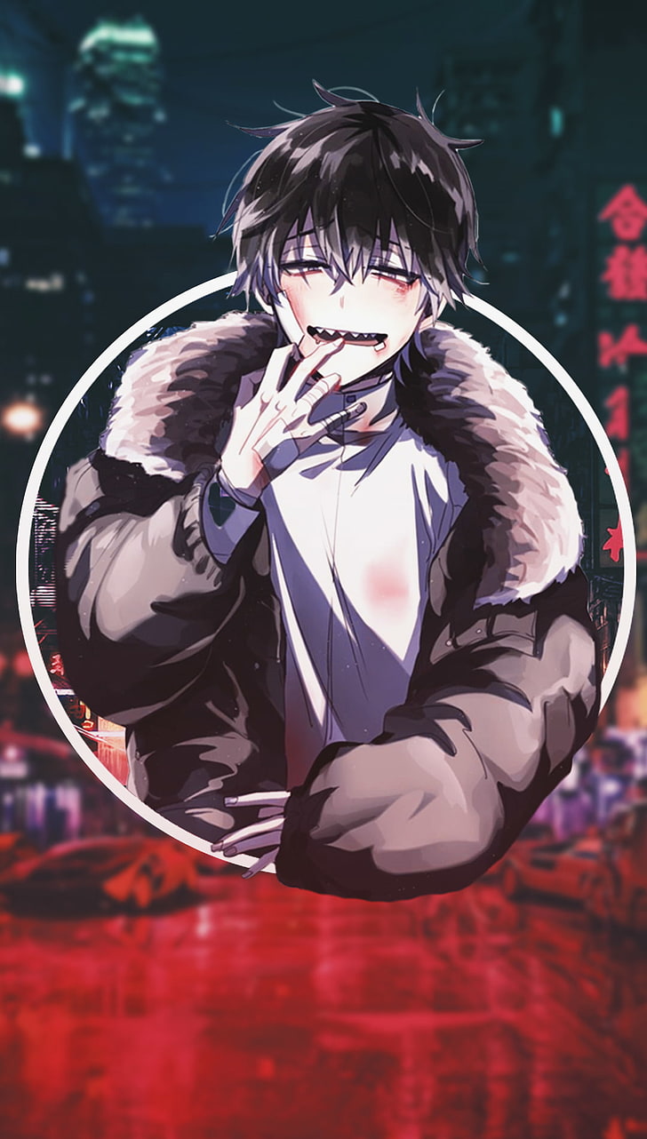 anime, picture-in-picture, anime boys, jacket, bandage, one person