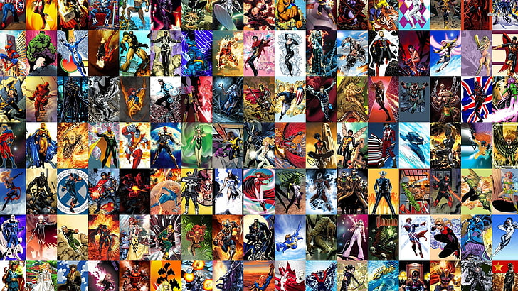 anime character lot collage, Marvel Comics, Spider-Man, Hulk, HD wallpaper