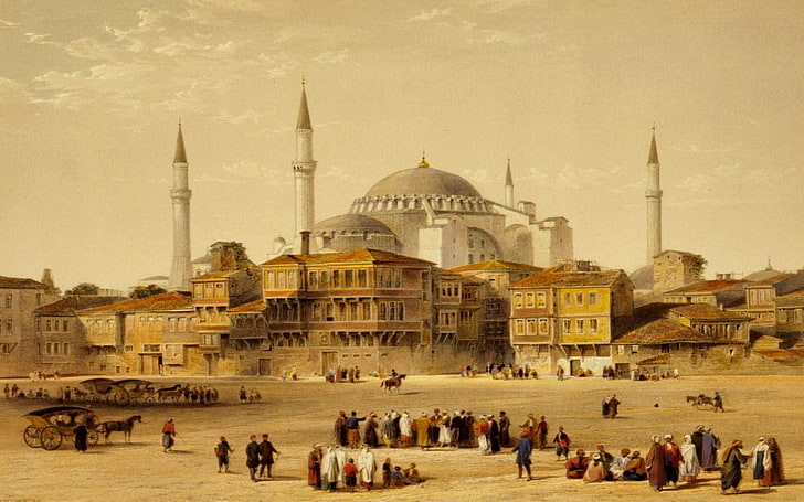 Hagia Sopia illustration, Islam, Ottoman Empire, Hagia Sophia, HD wallpaper