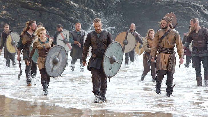 men's brown robe, Vikings (TV series), Ragnar Lodbrok, group of people, HD wallpaper