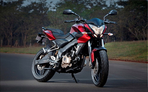 HD wallpaper: New Bajaj Pulsar 200NS Front Side, red and black Bajaj NS160  standard motorcycle | Wallpaper Flare