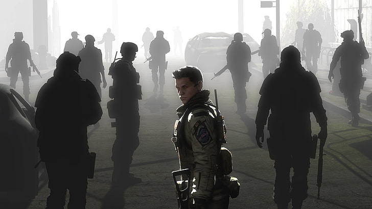 soldiers digital wallpaper, weapon, silhouette, Resident Evil, HD wallpaper