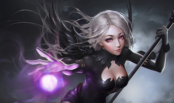 female game character illustration, fantasy art, magic, kongjian bo, HD wallpaper