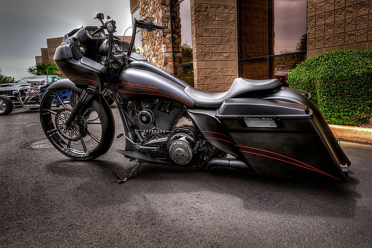 black touring motorcycle, bike, Harley-Davidson, Harley Davidson, HD wallpaper