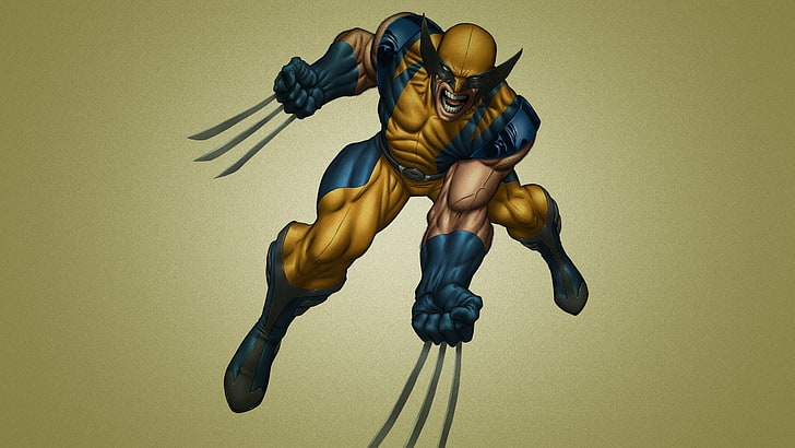 untitled, comics, Wolverine, colored background, indoors, studio shot