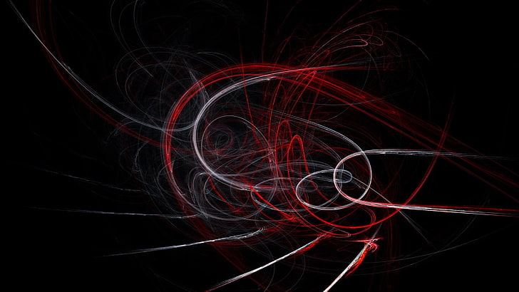 white, red, and black abstract digital wallpaper, shapes, dark, HD wallpaper
