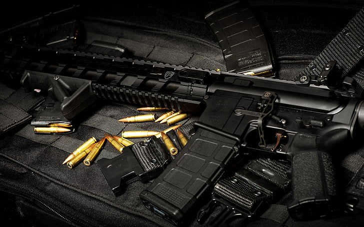 ammo, automatic, gun, military, police, weapon, HD wallpaper