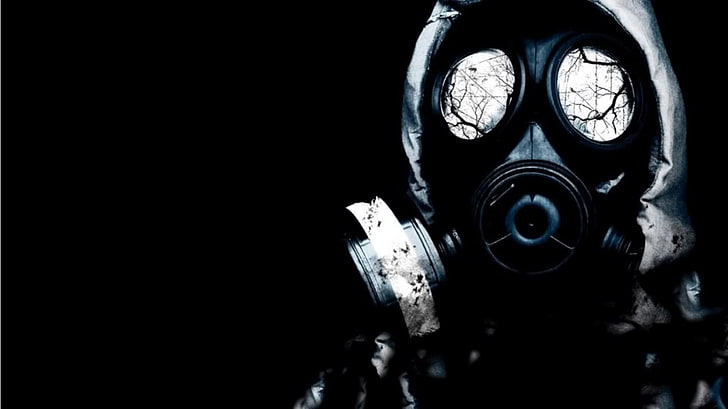 person wearing gas mask digital wallpaper, gas masks, abstract