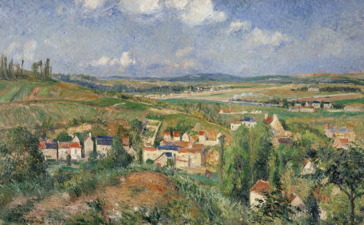 landscape, picture, Camille Pissarro, The Hermitage In The Summer. PONTOISE, HD wallpaper
