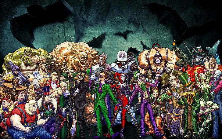 Batman, Bane (DC Comics), Catwoman, Clayface, Harley Quinn