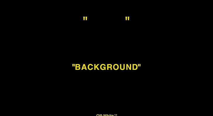 Off-white Background, yellow text on black background, Artistic