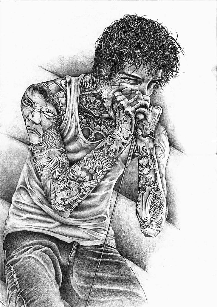 Deathcore, drawing, Mitch Lucker, Suicide Silence, tattoo