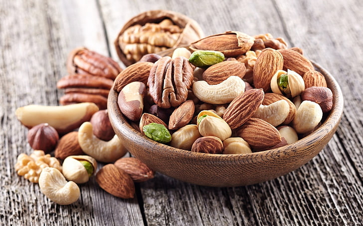 nuts, food, food and drink, nut - food, wood - material, healthy eating, HD wallpaper
